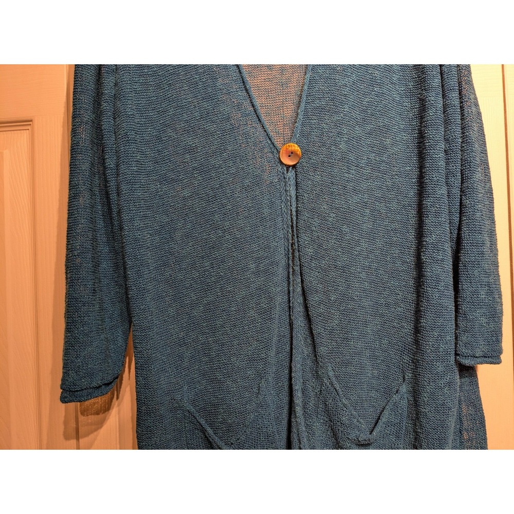 Coldwater Creek Cardigan Sweater Womens XL Linen Blend Open Front Pocket‎ Mesh - Picture 3 of 16